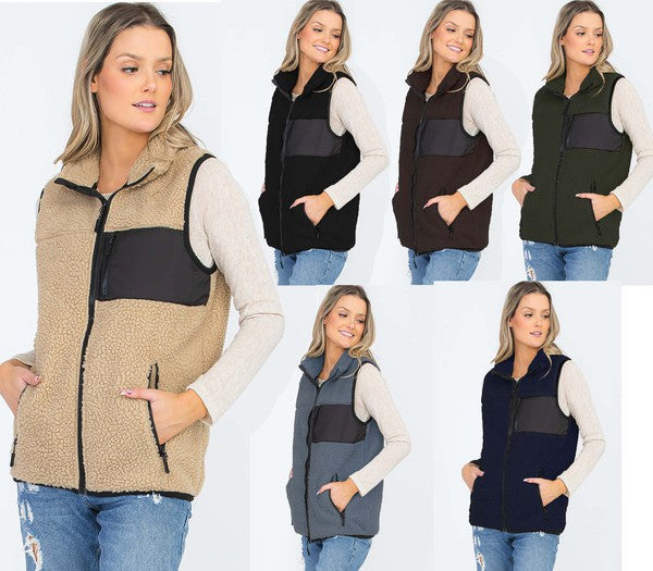 UNISEX WOMENS SHERPA FLEECE VEST TOP JACKET