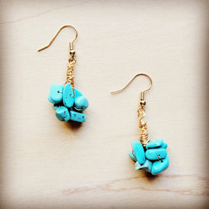 Turquoise Chip Cluster Earrings