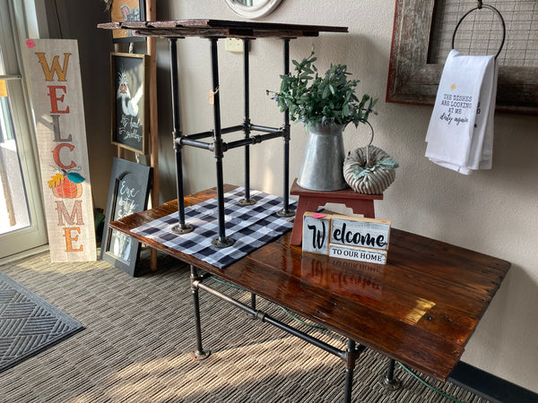 Industrial/rustic cocktail table & end