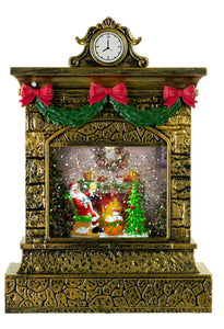 SALE!!! snow globe fireplace mantle with Santa  SALE!!
