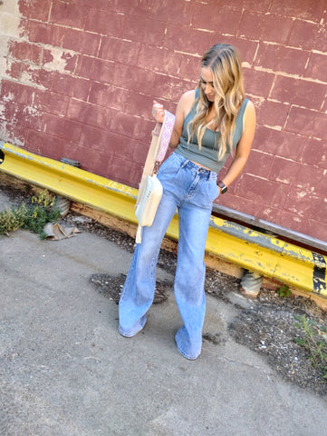 SALE!!!! Pleat Front Wide Leg Jeans OVER 60% OFF!!!