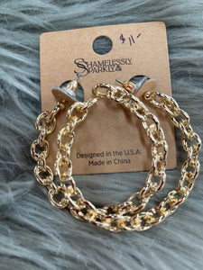 gold plated metal hoop earrings